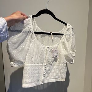 Free people ivory comb XS womens sheer shirt